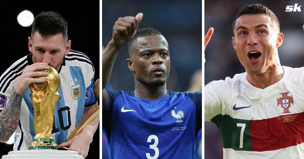 Patrice Evra, (C) Lionel Messi (L) and Cristiano Ronaldo. Image: All from GETTY