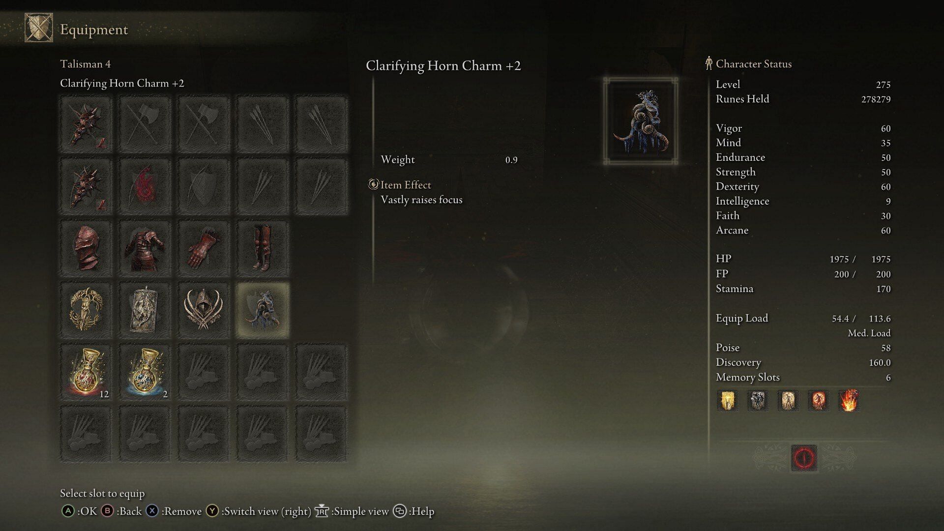 Clarifying Horn Charm +2 in Elden Ring (Image via FromSoftware)