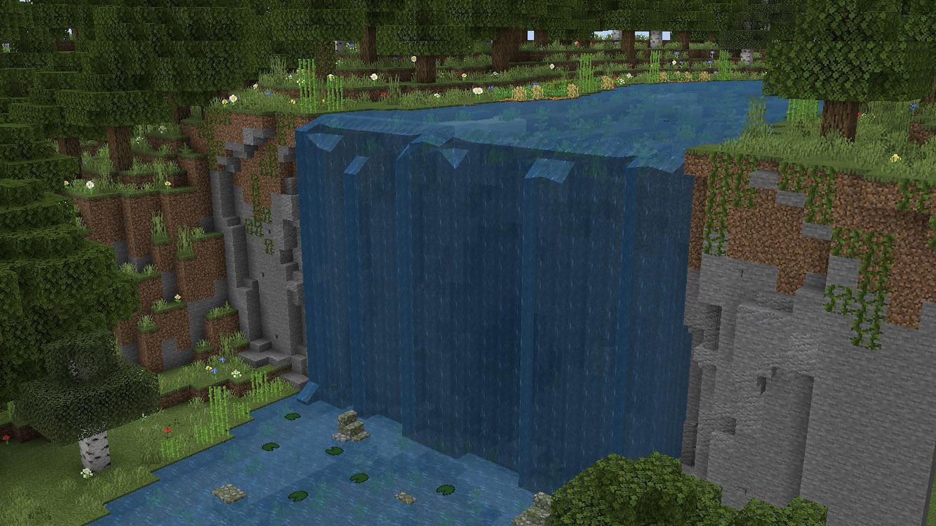 Custom waterfalls are a great way to hide a base (Image via lokoowunv22/Reddit)