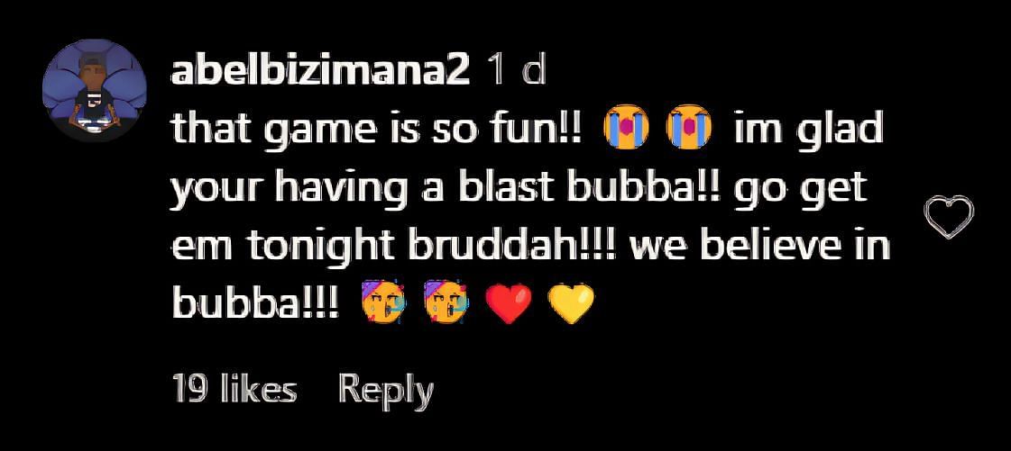 Comment from Bubba Wallace&#039;s Instagram post (instgaram@bubbawallace)