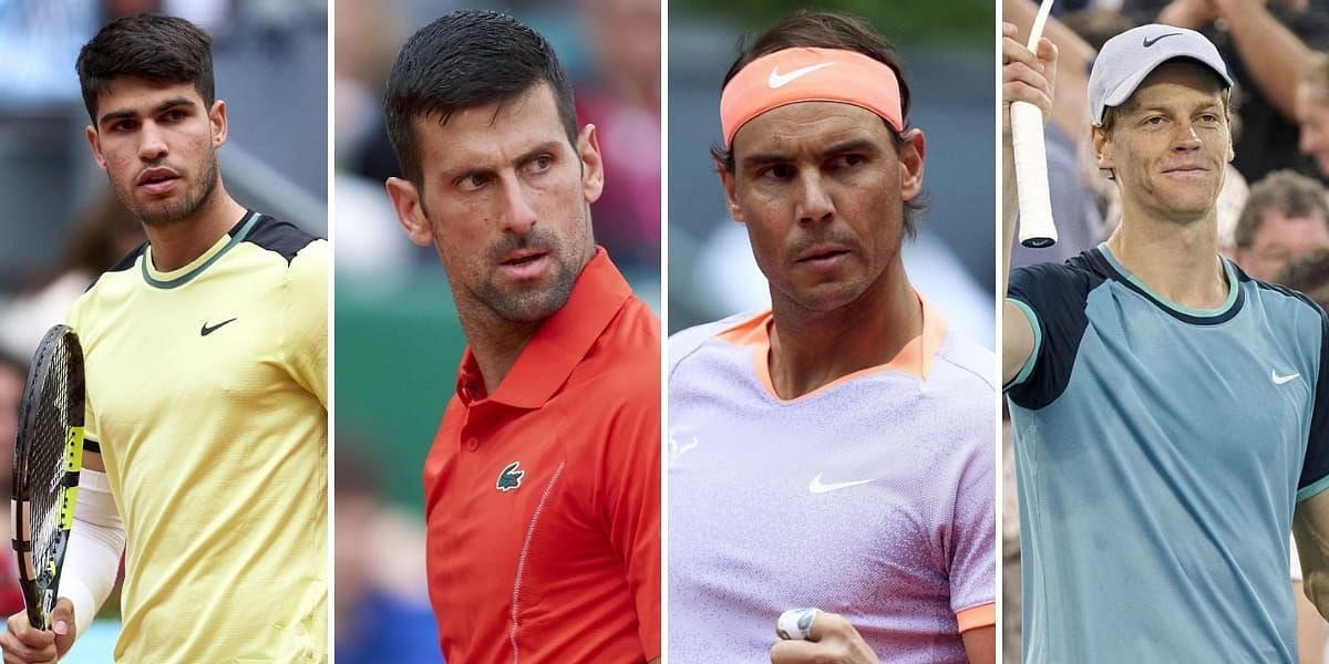 Carlos Alcaraz, Novak Djokovic, Rafael Nadal, Jannik Sinner (L-R) (Image source: GETTY)