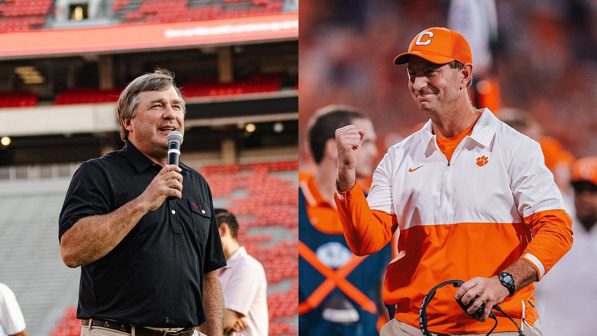 A look at Clemson vs Georgia announcers (Images via @georgiafootball @clemsonfootball)