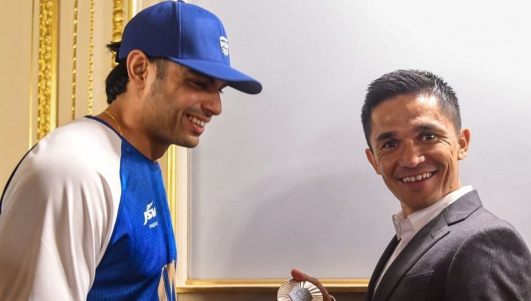 [In Pictures] Sunit Chhetri's reaction on meeting Paris Olympics 2024