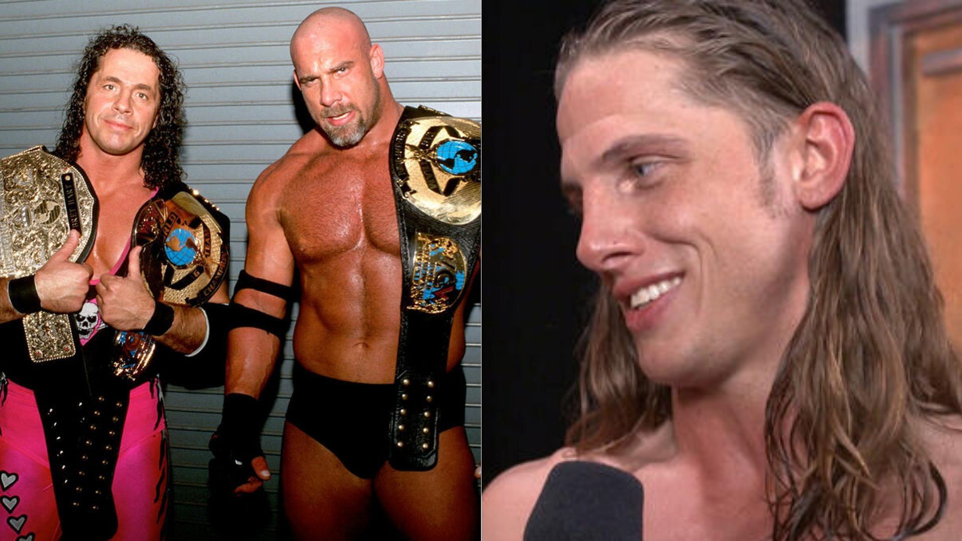 Bret Hart and Bill Goldberg (left); Matt Riddle (right) [Image Credits: wwe.com]