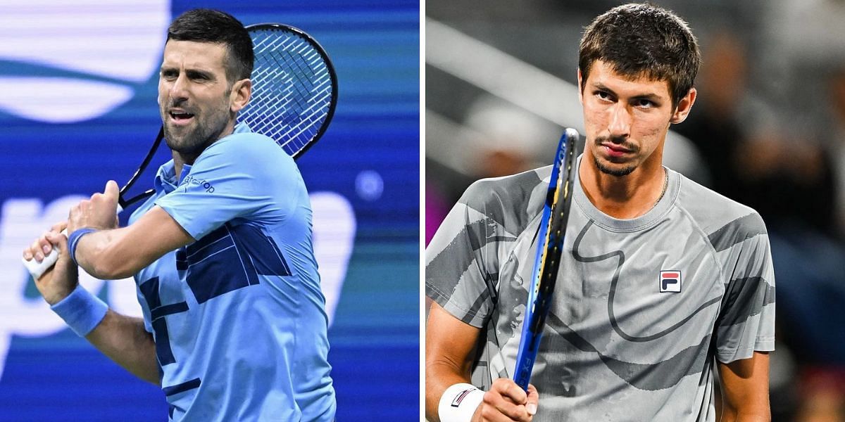 Novak Djokovic (L) and Alexei Popyrin. (Images: Getty)