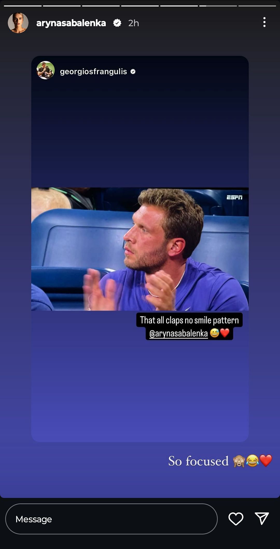 Sabalenka and her boyfriend Frangulis on Instagram