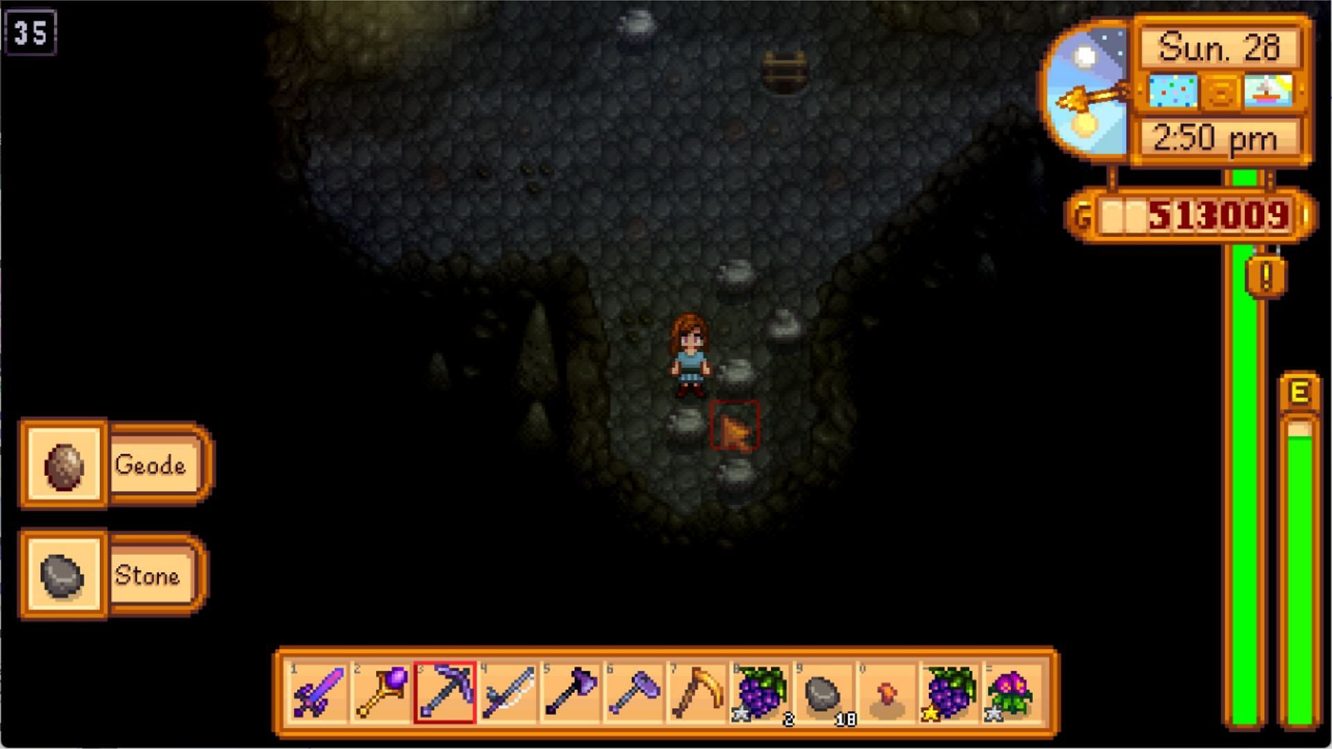 Geodes can be obtained by mining the rocks inside the Mines dungeon (Image via ConcernedApe)