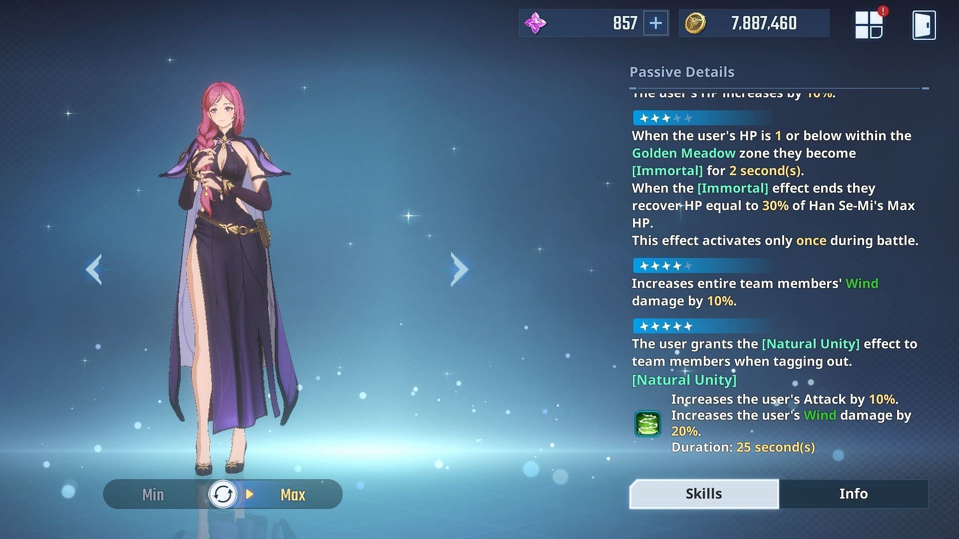 Se-Mi&#039;s passive effects. (Image via Netmarble)