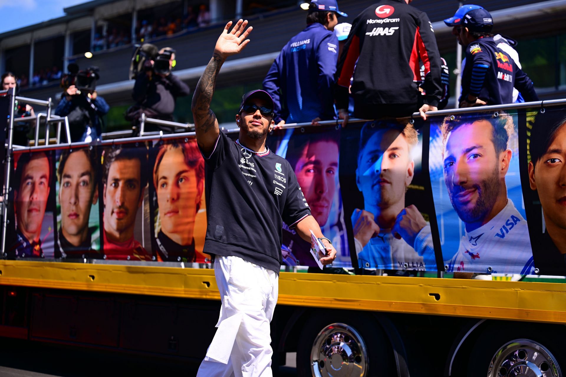 Lewis Hamilton of Mercedes walks during the driver&#039;s parade at the Belgian GP (Photo by Andrea Diodato/NurPhoto via Getty Images)