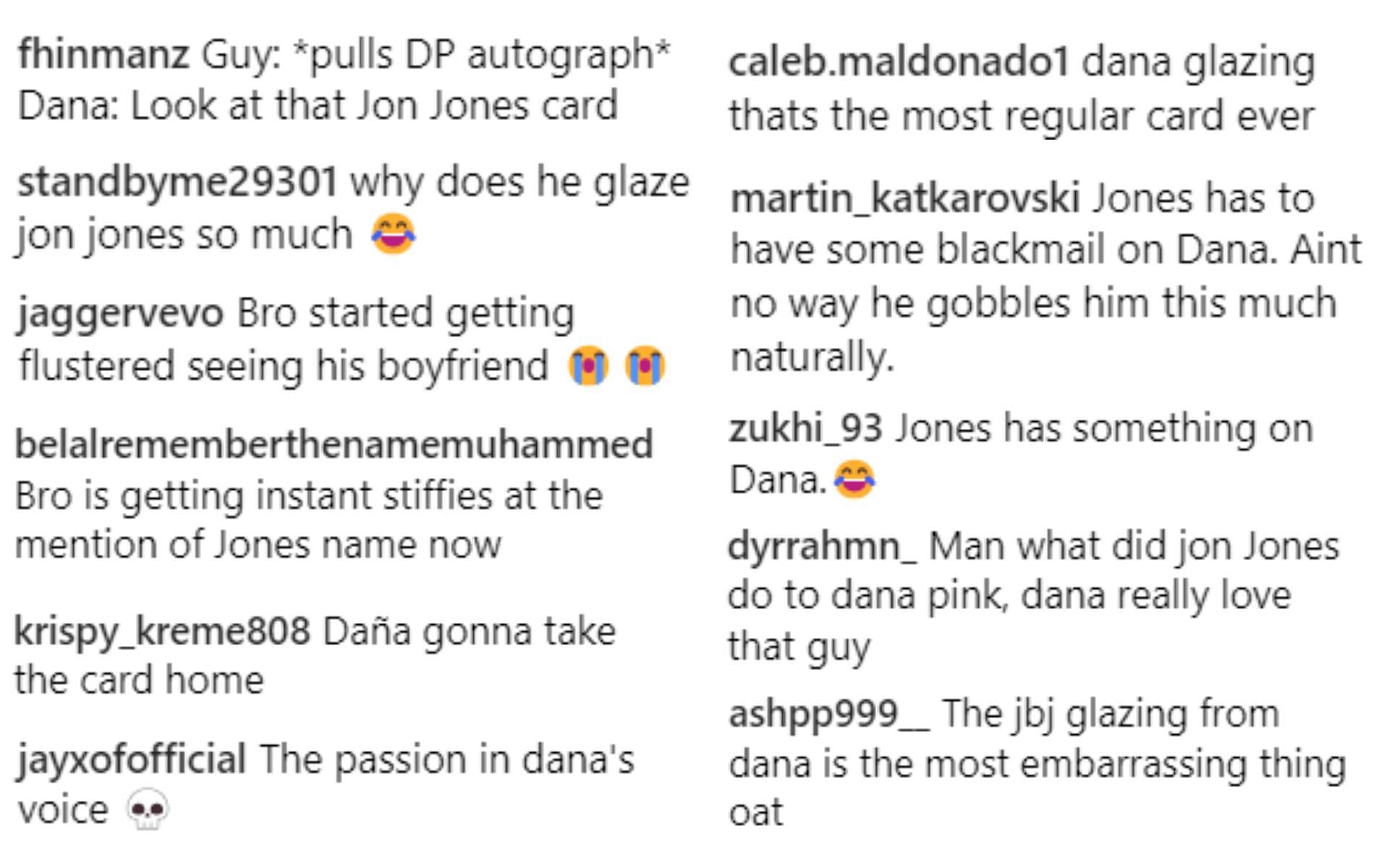 Fans react to Dana White's excitement on the Jon Jones UFC Topps card