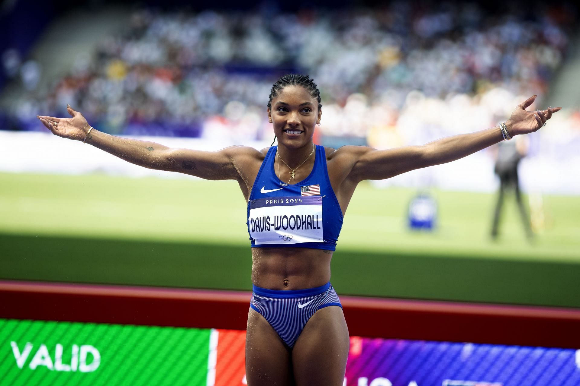 Tara Davis-Woodhall is one of the medal contenders in long jump at Paris Olympics 2024. (Photo via Getty Images)