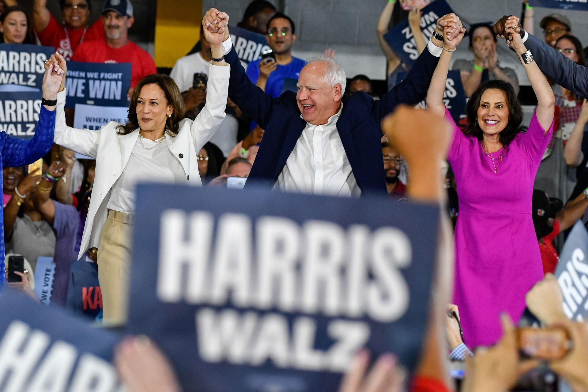 US Vice President Kamala Harris and Governor Tim Walz presidential campaign rally in Michigan - Source: Getty