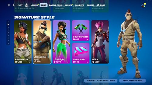 The Armadillo skin in the Fortnite Item Shop (Image via Epic Games)