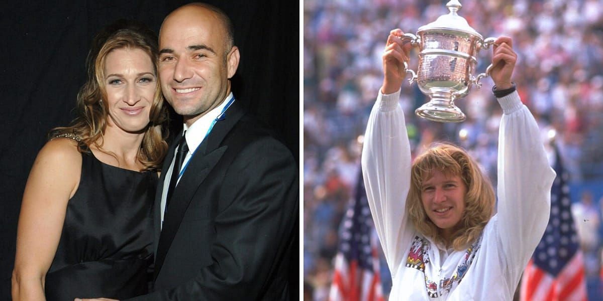 Andre Agassi and Steffi Graf (L) &amp; Steffi Graf (R) (Image source: left/GETTY, right/X)