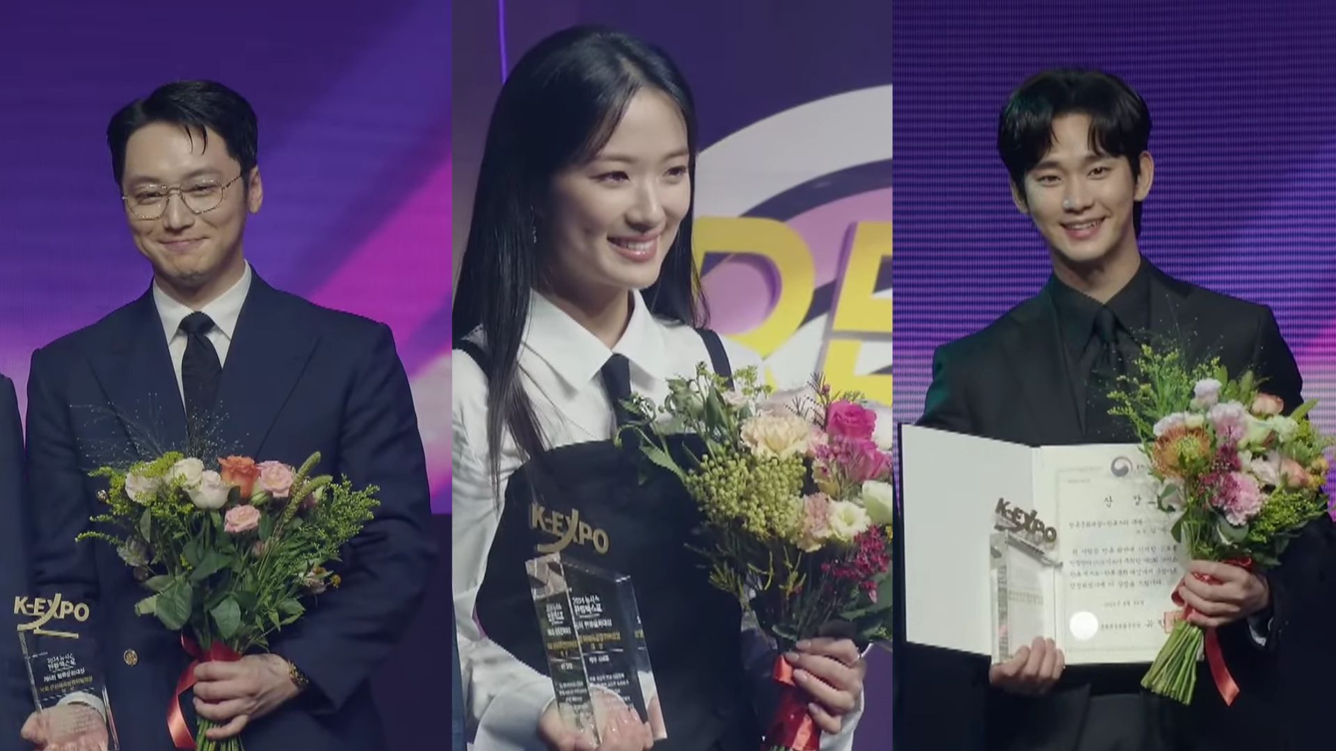 Byun Yo-han, Kim Hye-yoon, Kim Soo-yun, and more get seated together at the 2024 Newsis Hallyu Expo (Images via YouTube/뉴시스)