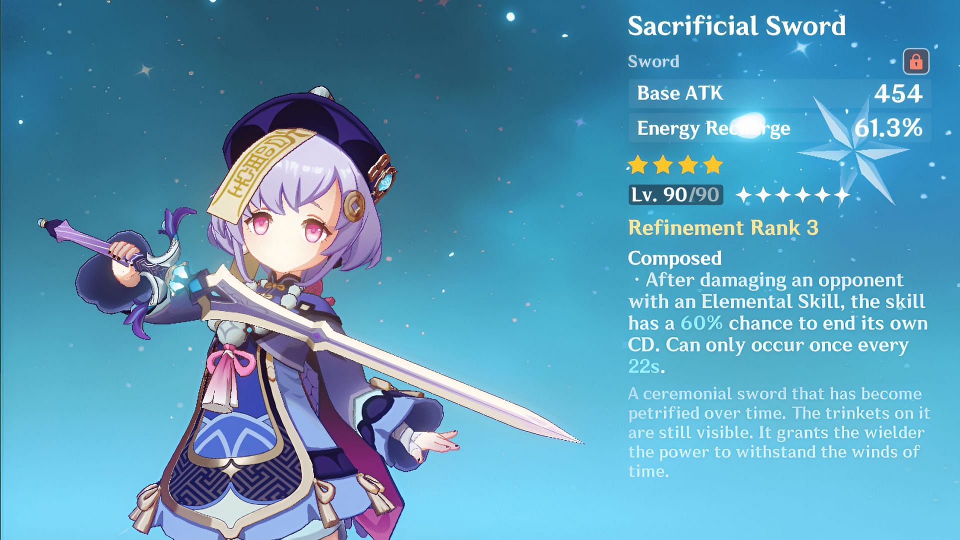 Sacrificial Sword is a great option for Qiqi in the challenge (Image via HoYoverse)