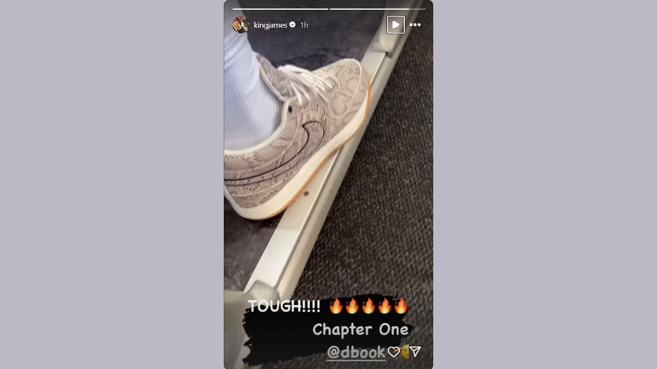 LeBron James&#039; story on Booker&#039;s sneakers. (Credits: @kingjames/Instagram)