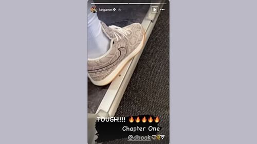 LeBron James' story on Booker's sneakers. (Credits: @kingjames/Instagram)