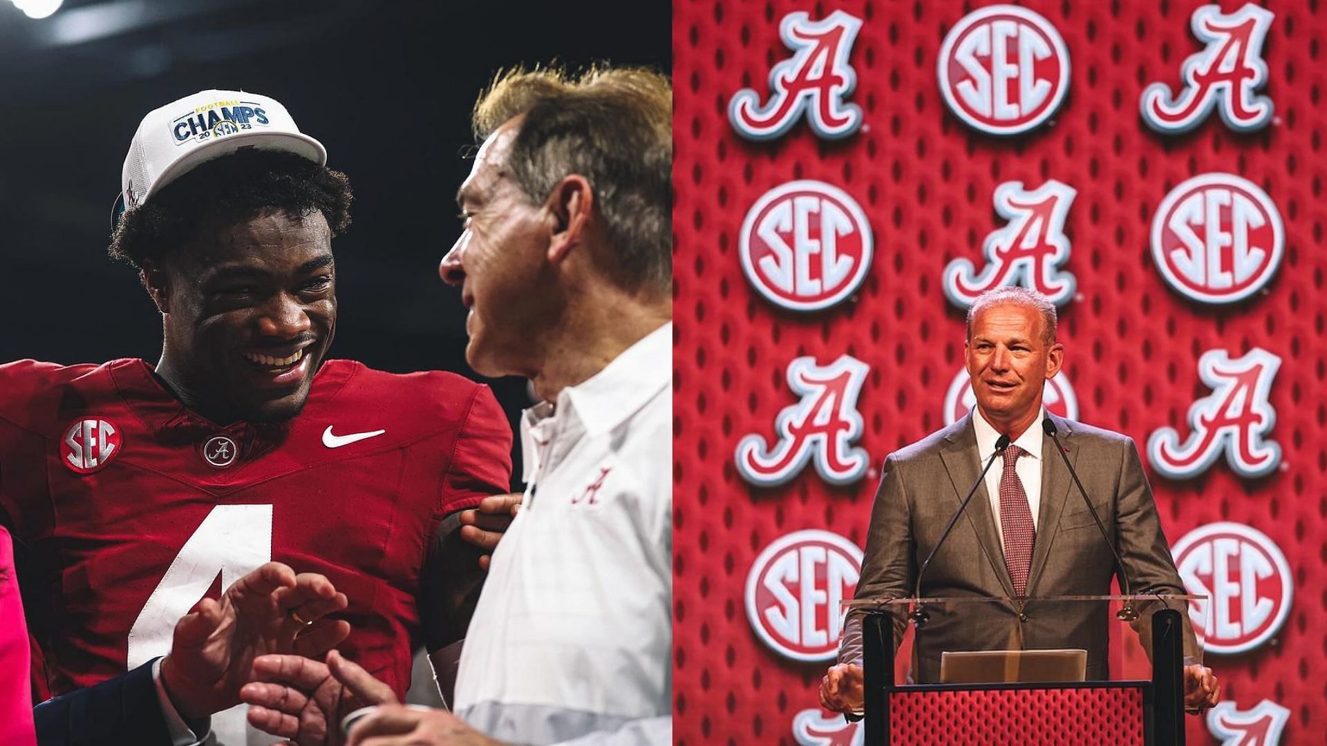 Kalen DeBoer raves about Alabama QB Jalen Milroe (Images via @alabamafootball)