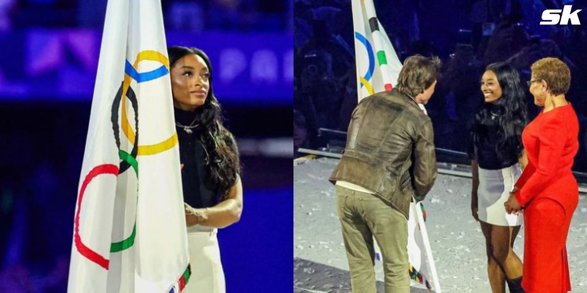 Simone Biles participated in the Olympics transition at the closing ceremony in Paris, France. (Image credits: LA 2028 Olympic Games Instagram)