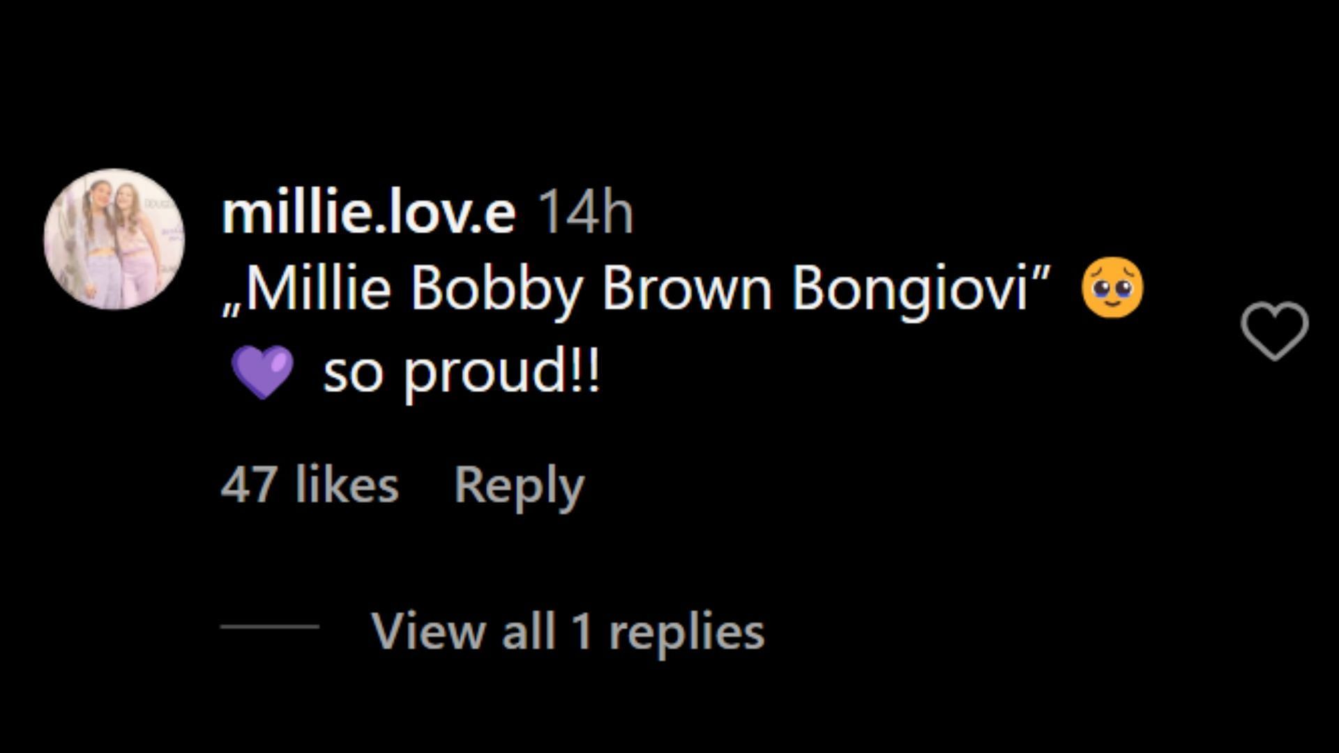 Netizens praised Millie&#039;s new name (Image via Instagram/@milliebobbybrown)