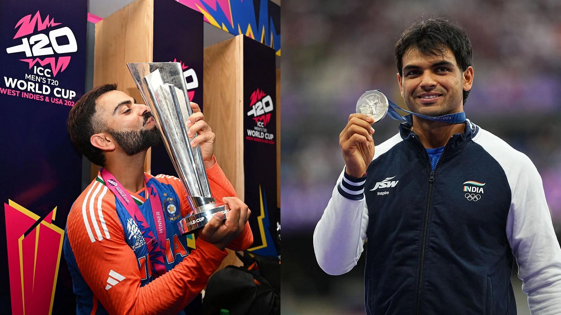 Virat Kohli and Neeraj Chopra (Image via Getty)