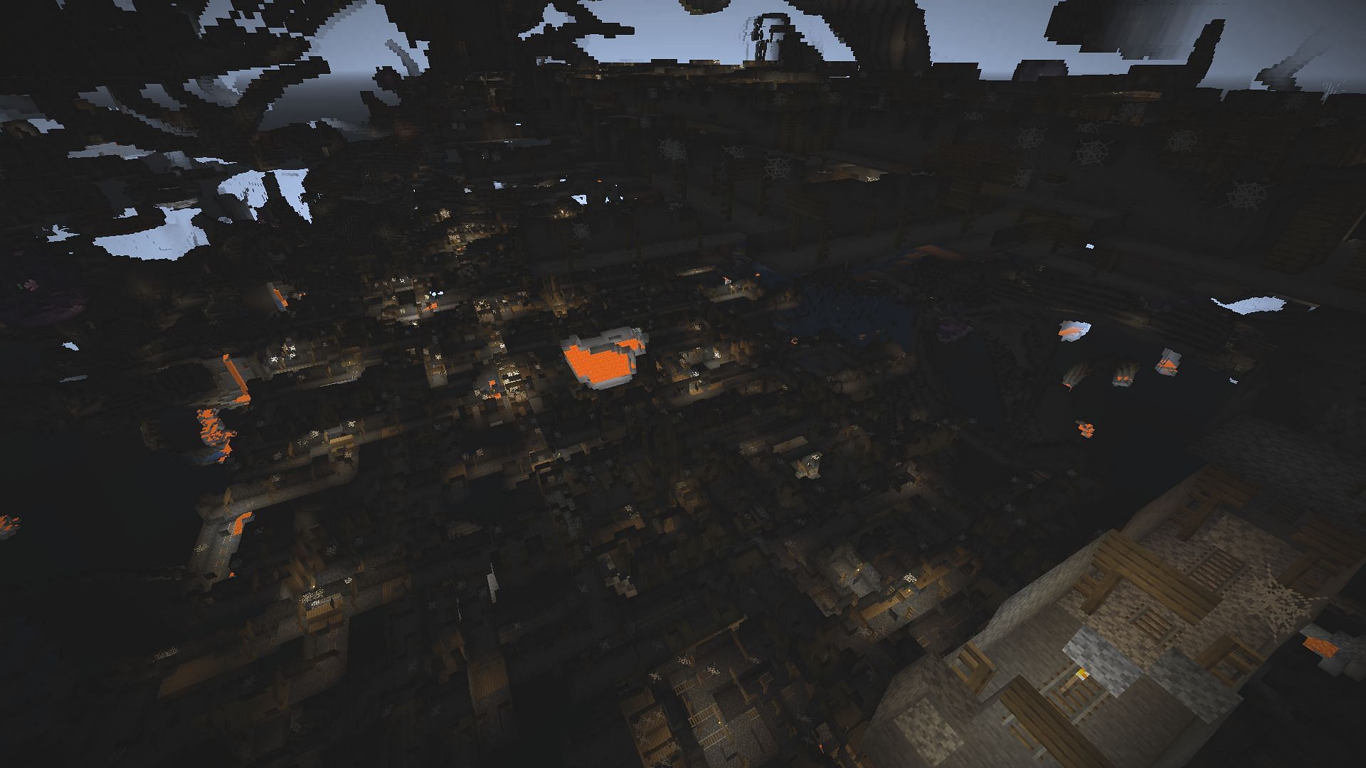 Two of the infinite mines found under spawn (Image via Mojang)