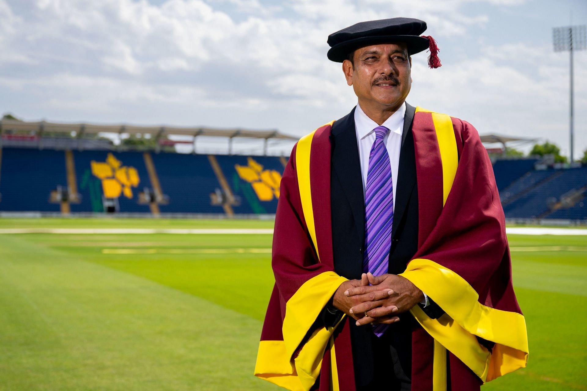 Ravi Shastri at the Cardiff Metropolitan University. (PC: @cardiffmet on X)