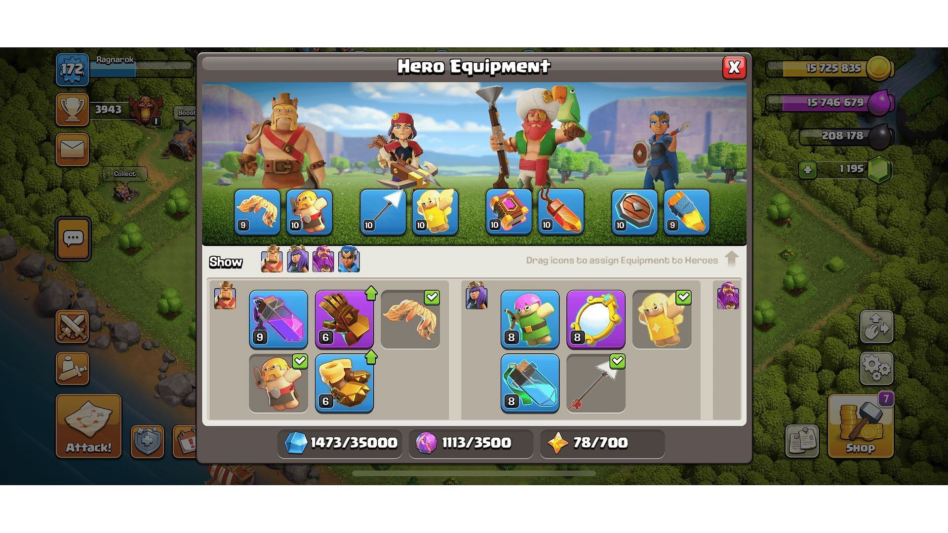 Choose your hero equipment wisely (Image via Supercell)