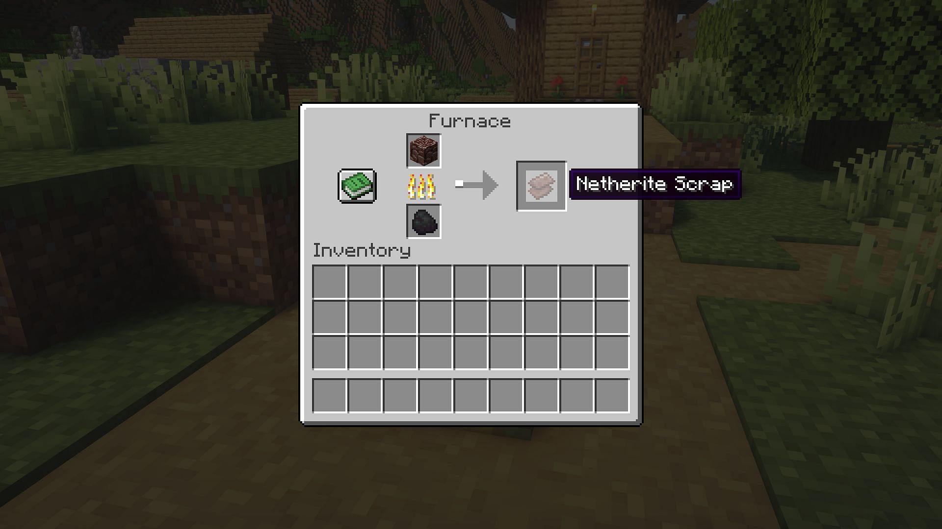 Smelting ancient debris to get netherite scrap (Image via Mojang Studios)