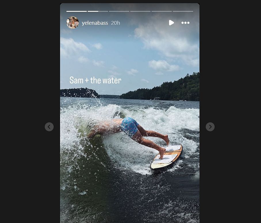 Sam Gagner pictured surfing. (Credit: Rachel Yelena IG)