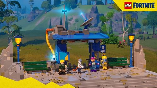 You can use Battle Bus stations to fast travel in LEGO Fortnite (Image via Epic Games)