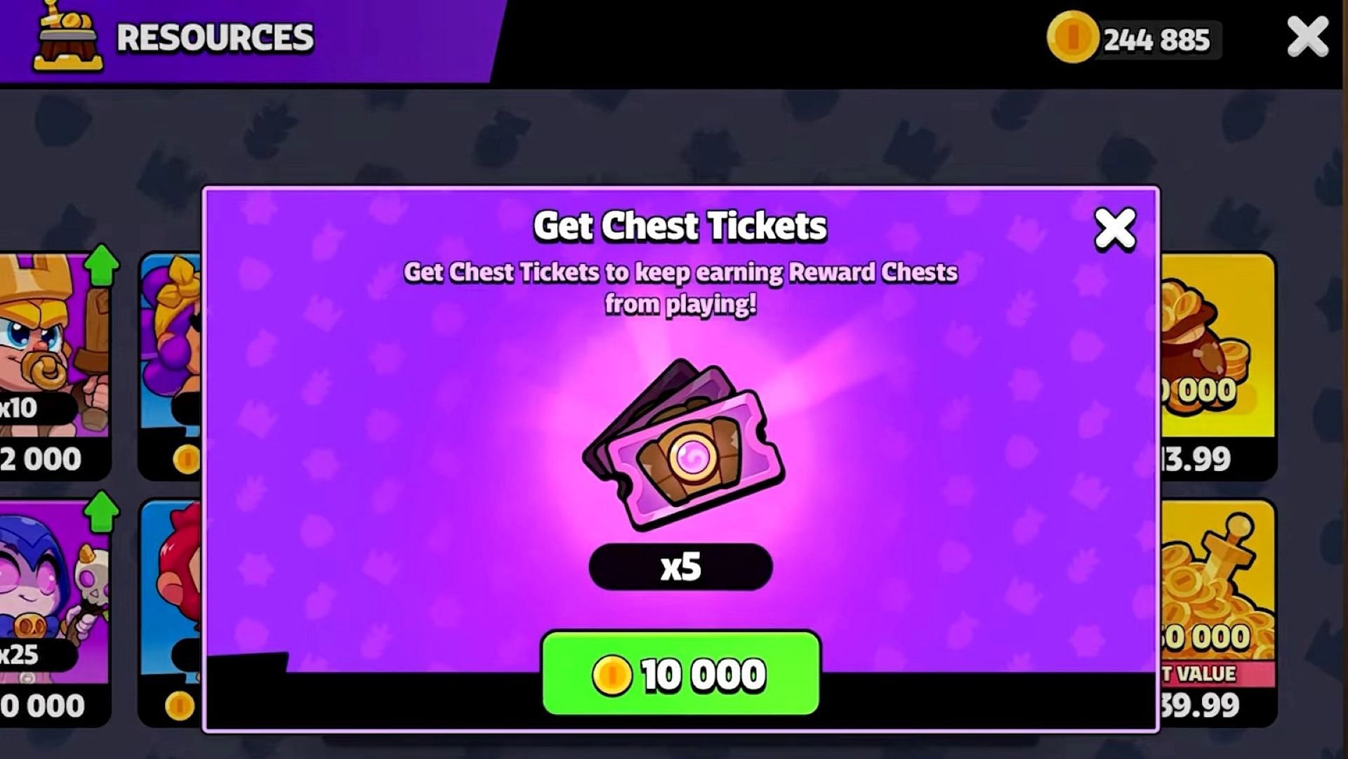 Screenshot of Purchasing Chest Tickets (Image via Supercell)