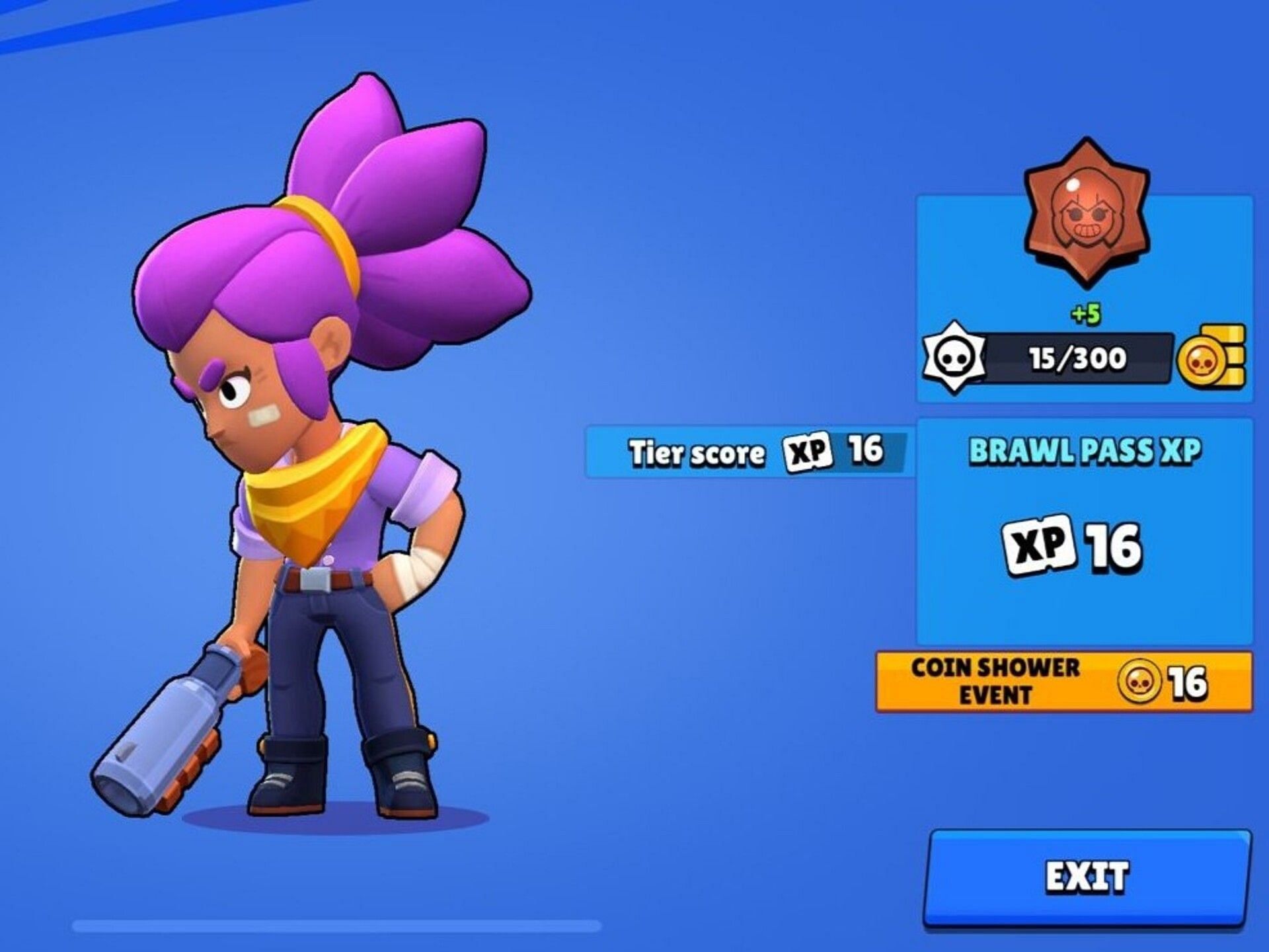 16 coins and 16 XP rewarded after a match (Image via Supercell)