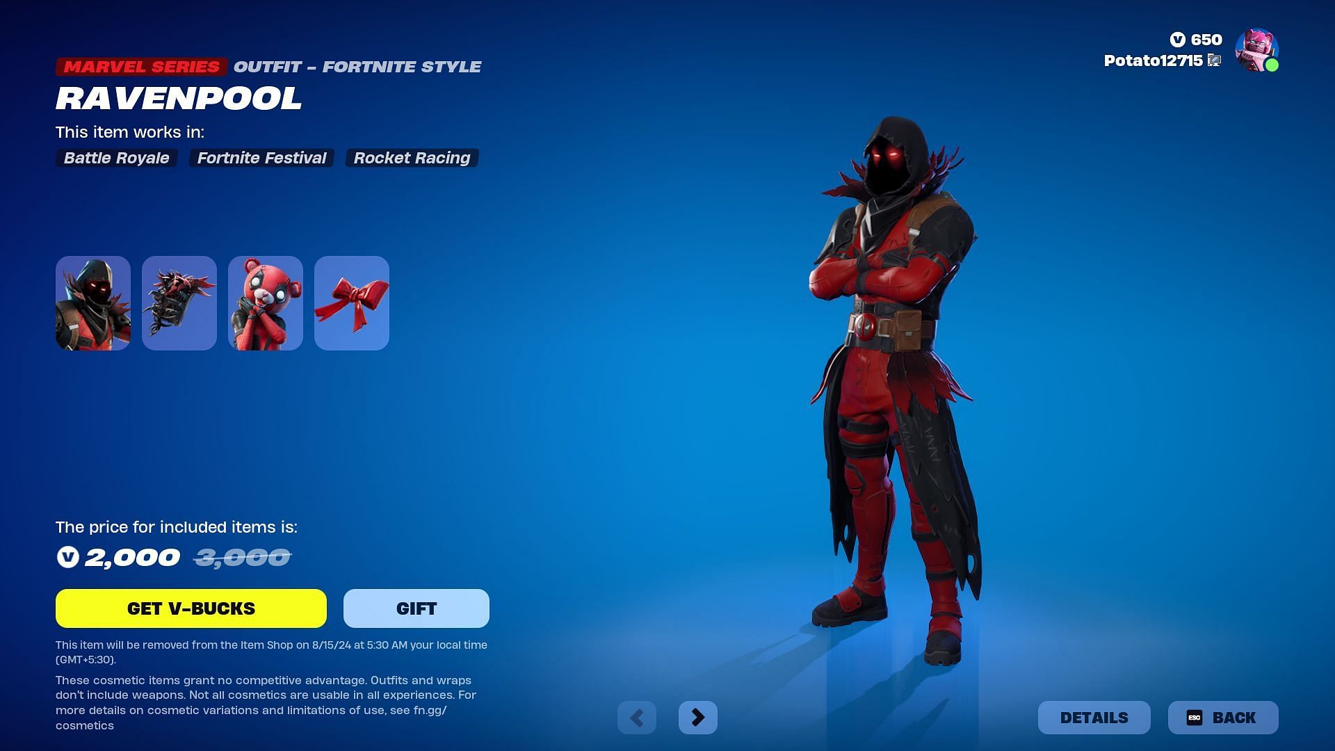 You can now purchase Ravenpool and Cuddlepool skins in Fortnite separately (Image via Epic Games)