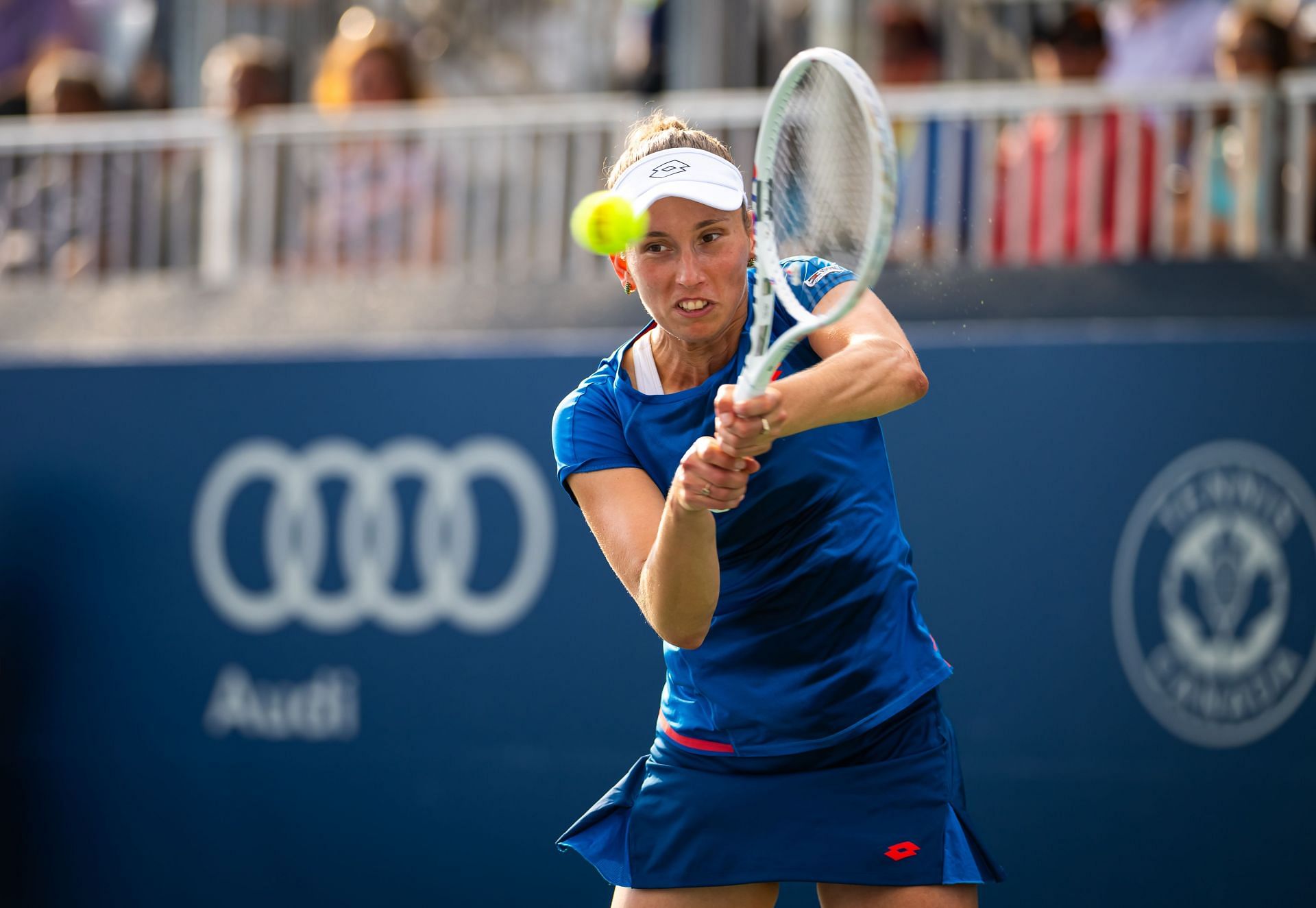 Elise Mertens in action at the National Bank Open (Picture: Getty)