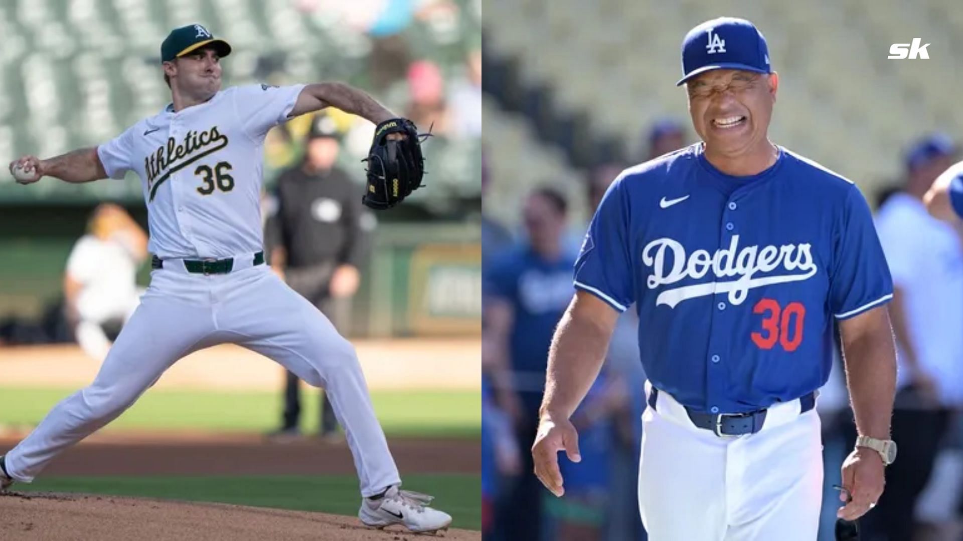 Oakland Athletics Pitcher Ross Stripling &amp; Los Angeles Dodgers Manager Dave Roberts