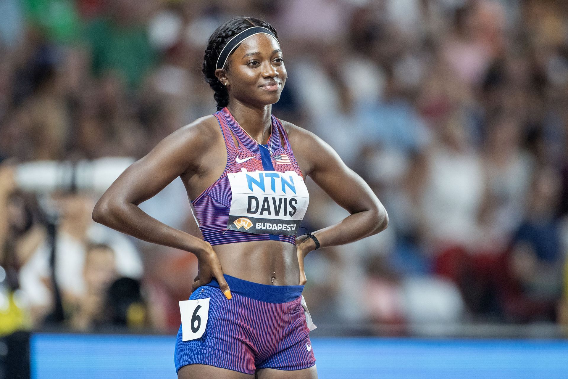 Tamari Davis at the World Athletics Championships. Budapest 2023.(Image via Getty)