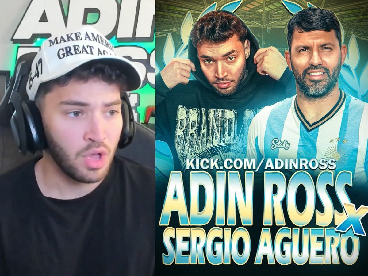 Adin Ross to stream with soccer legend and streamer Sergio Aguero (Image via Kick/Adin Ross and X/Adin Updates)