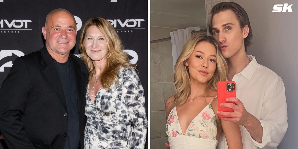 (Left to Right) Andre Agassi, Steffi Graf, Jaden Agassi, Catherine Holt (Source: Getty Images; @jadenagassi on Instagram)