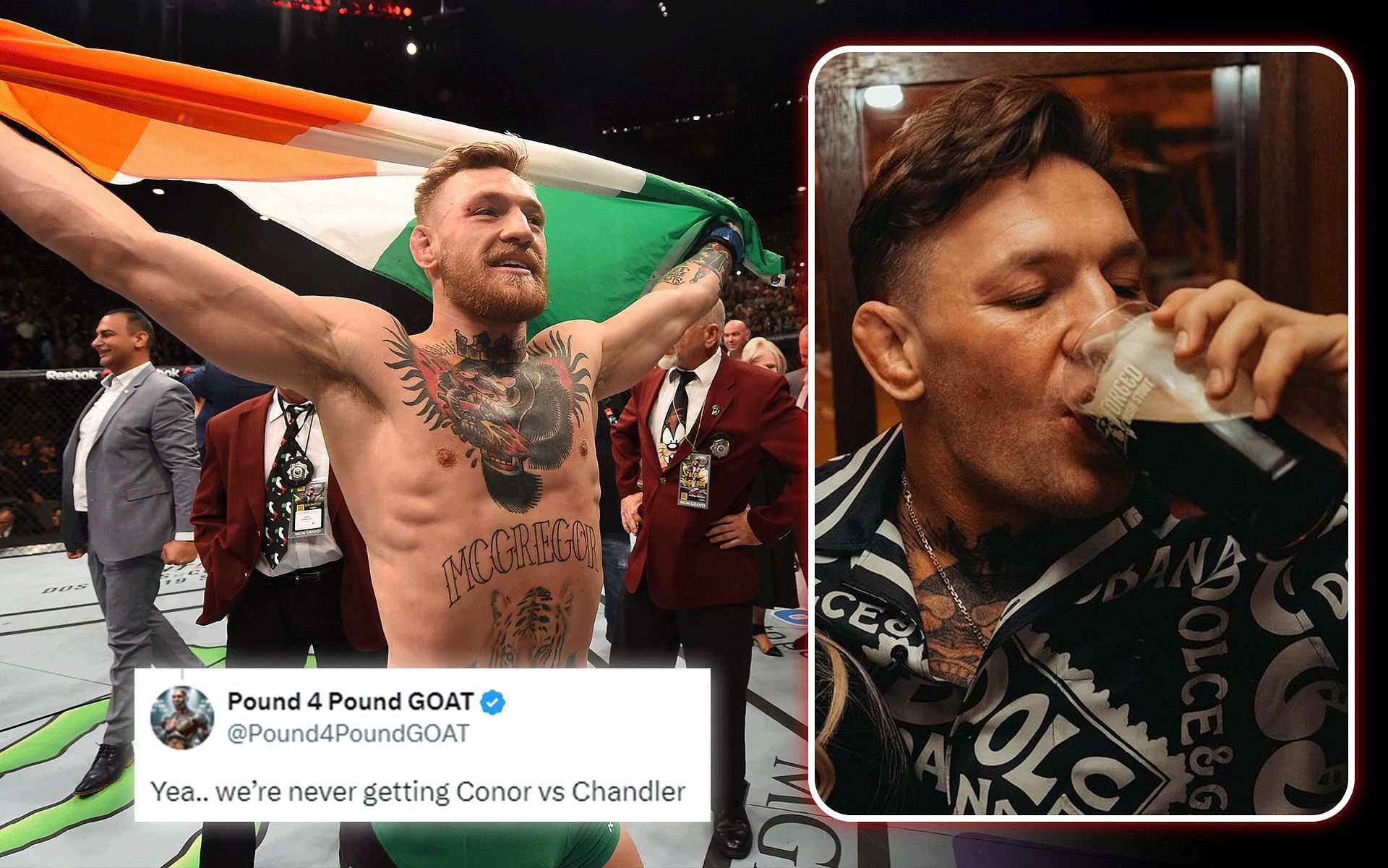 Conor McGregor (left and right) is one of the biggest box office draws in combat sports history [Images courtesy: Getty Images, @thenotoriousmma on Instagram, and @Pound4PoundGOAT on X]