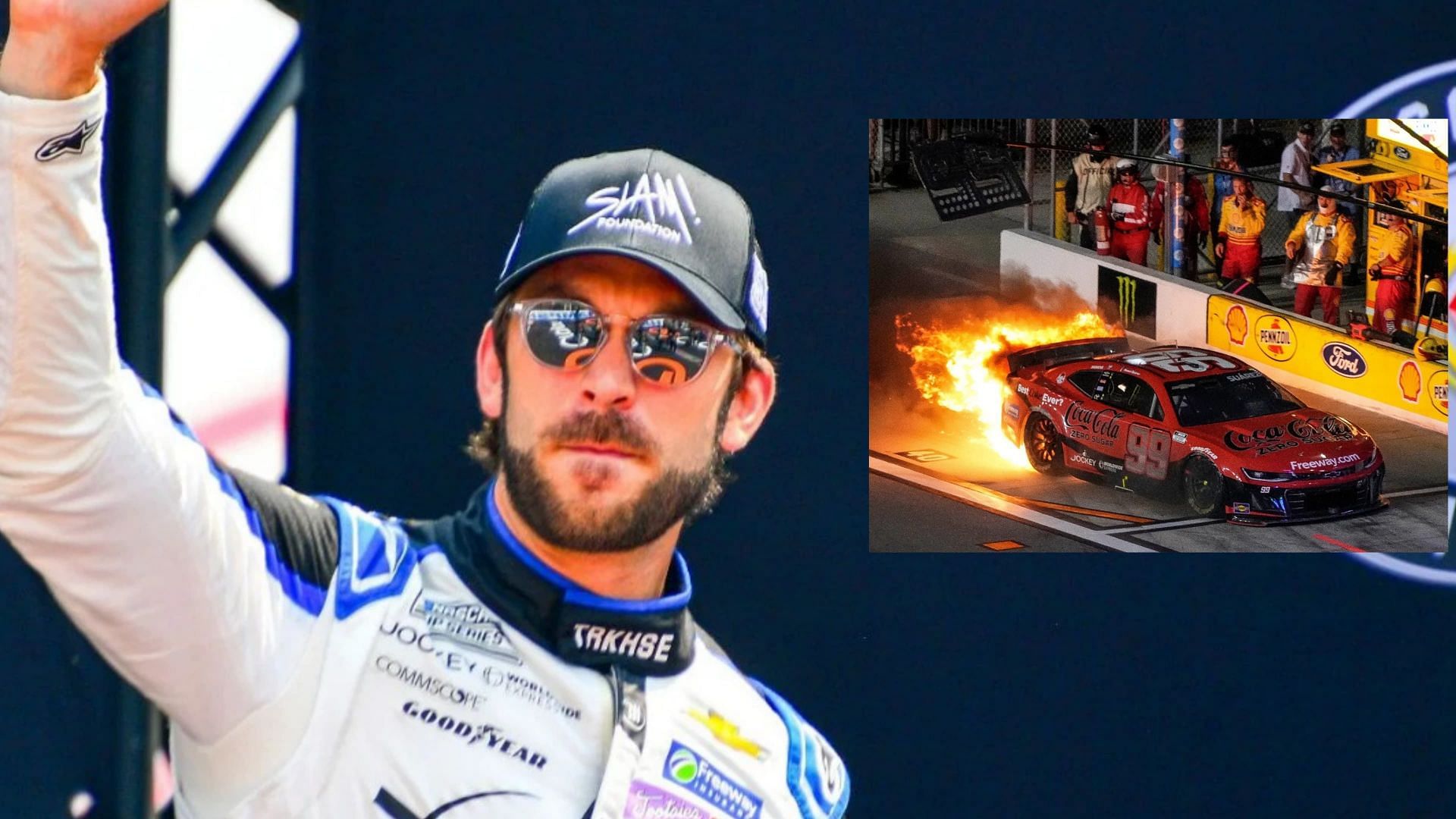 Daniel Suarez car caught fire at Daytona