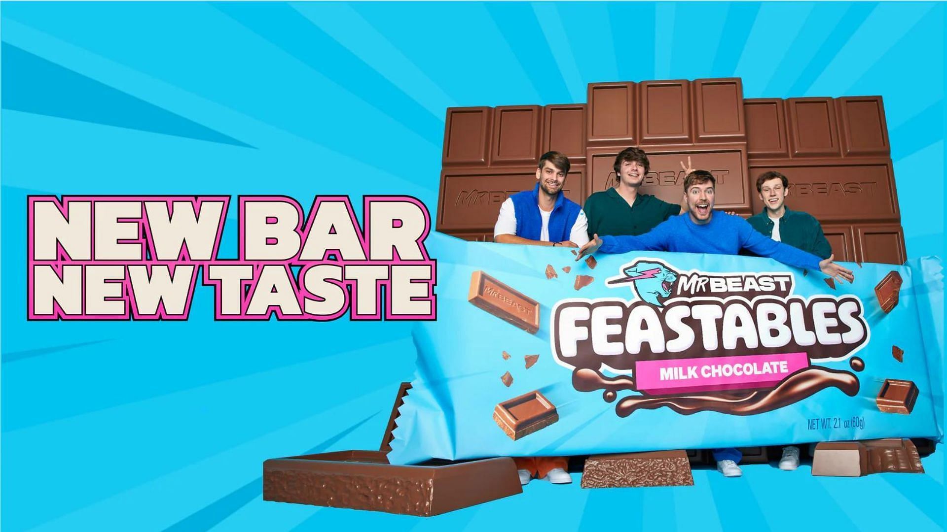 MrBeast has sold millions of Feastable chocolate bars, the brand is heavily advertised on his YouTube channel (Image via Feastables.com)