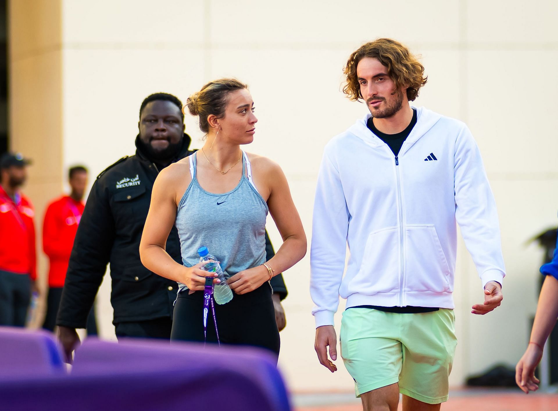 Paula Badosa and Stefanos Tsitsipas pictured at the 2024 Qatar Open - Source: Getty