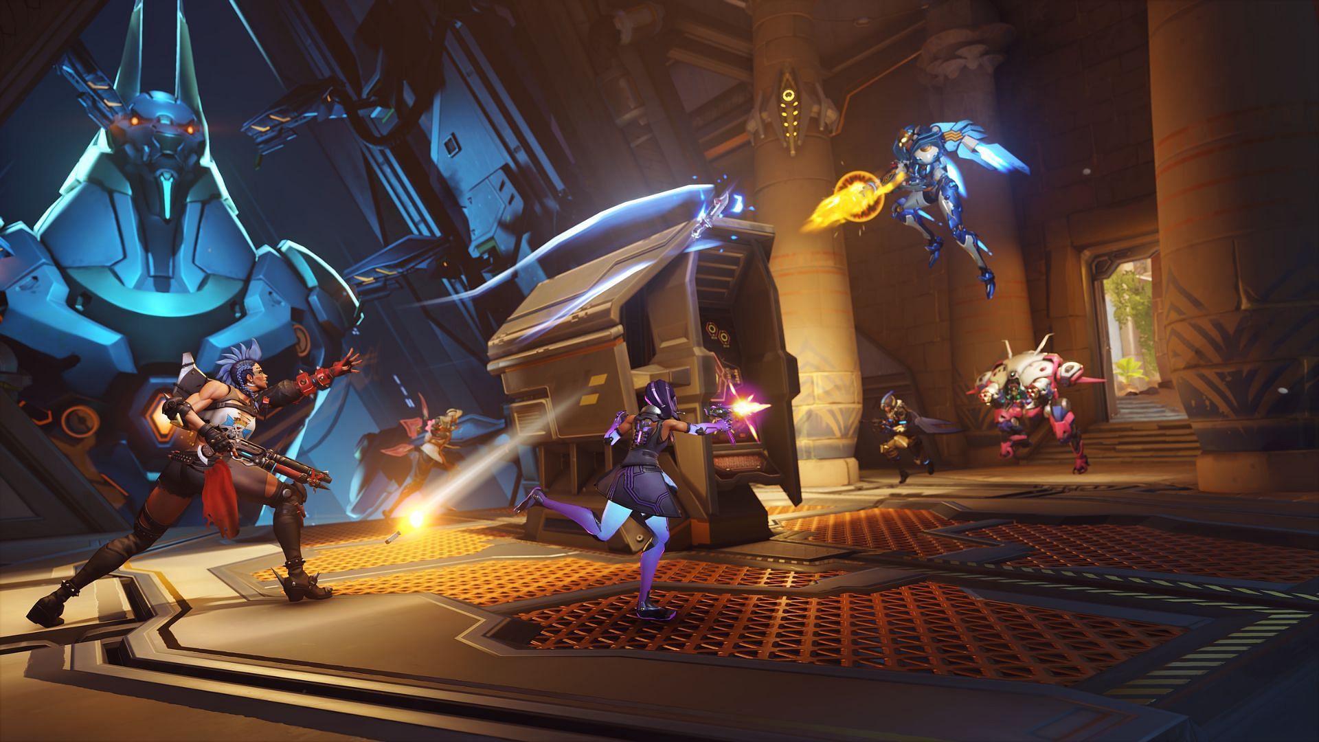 Overwatch 2 Throne of Anubis Clash mode gameplay (Image via Blizzard)