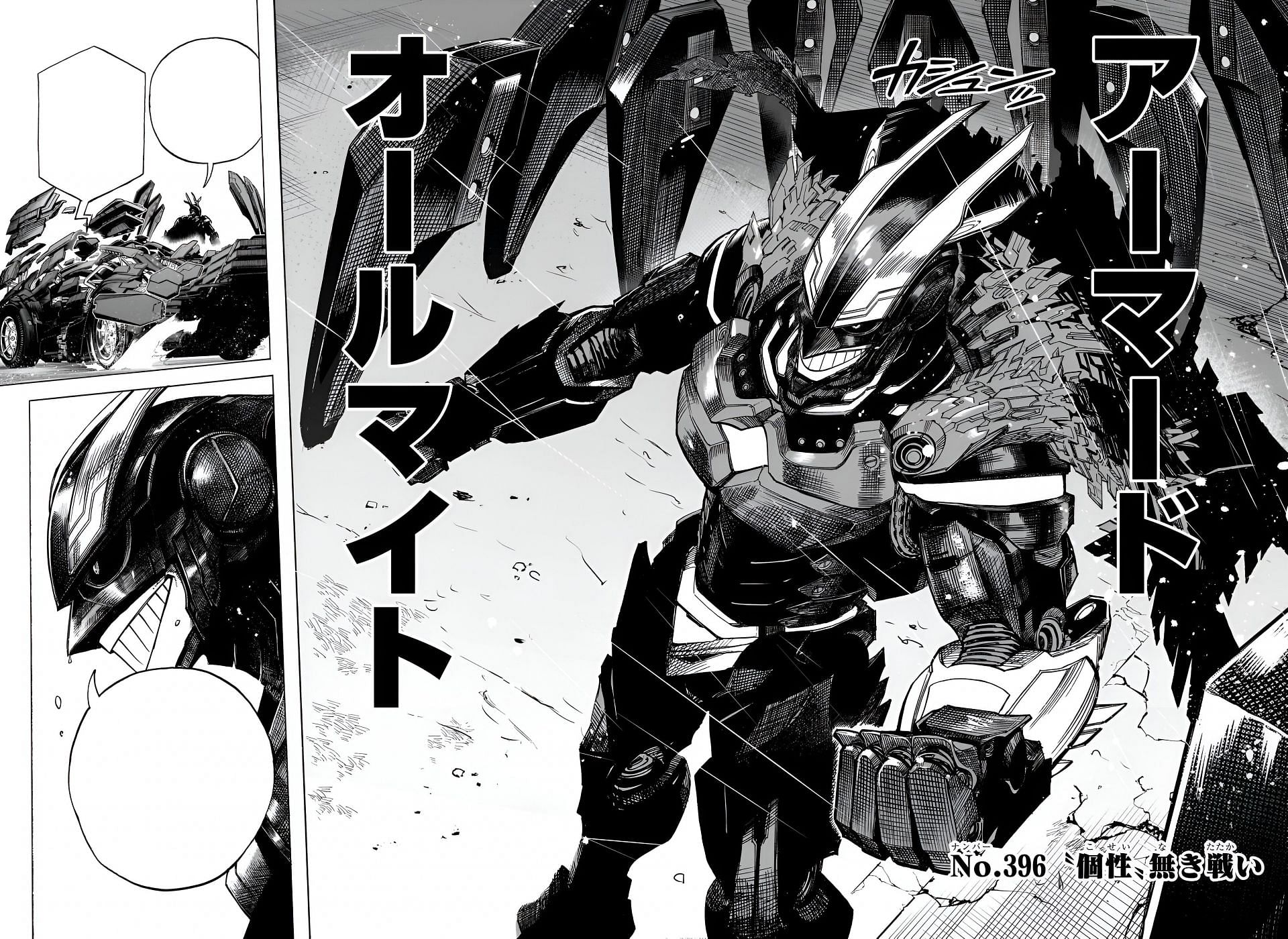 All Might in his Armoured Suit as seen in the manga (Image via Shueisha)