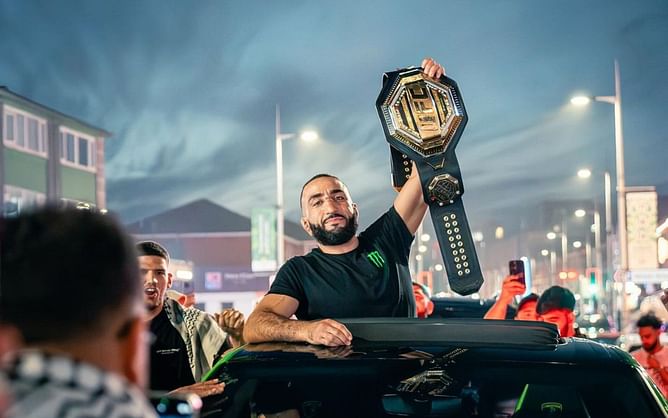 Belal Muhammad reacts to Dana White naming the most-viewed belt wrap video of a fighter in UFC history