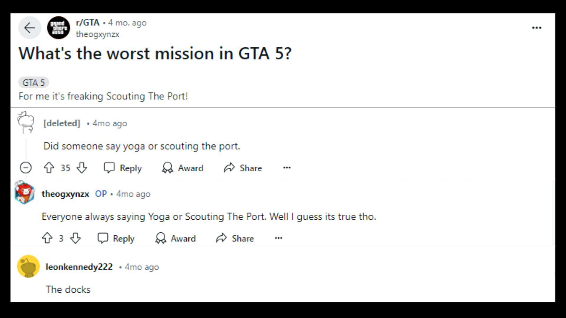 Fans name the worst Grand Theft Auto 5 mission 1/5 (Images via Reddit)