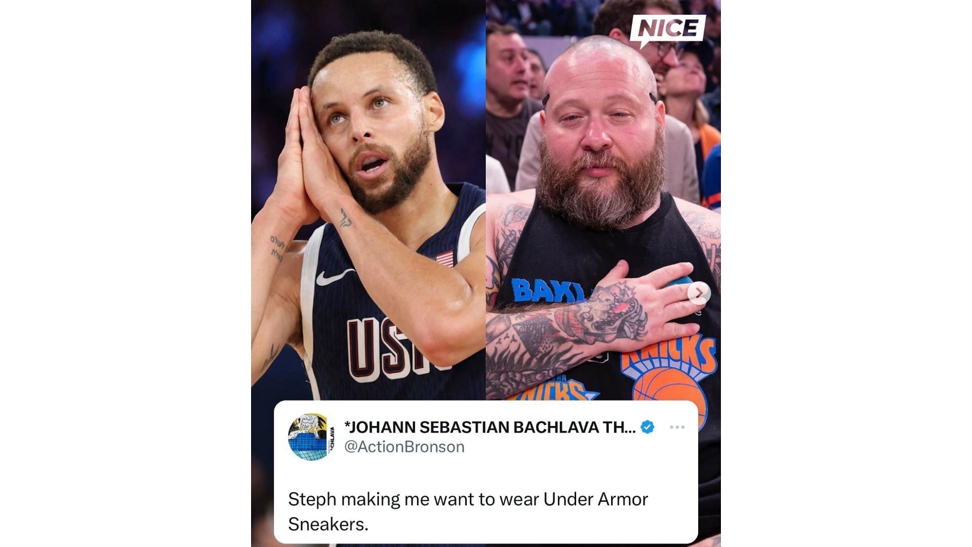 Action Bronson sends message of support for Steph Curry. (Photo Credit: Nice Kicks&#039; IG account)