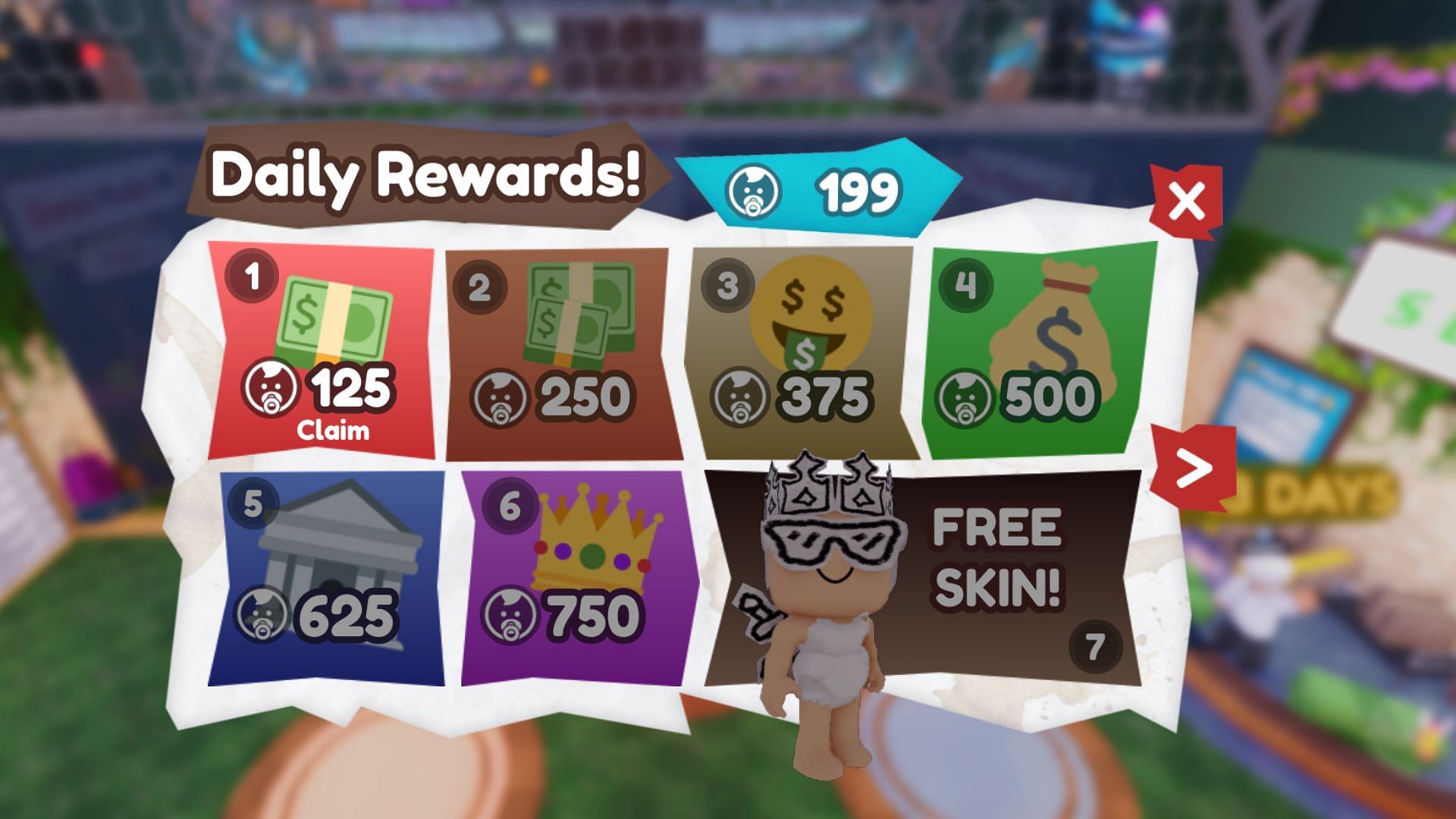 Earn daily rewards in Bake Da Baby (Image via Roblox)